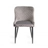 Gallery Collection Cezanne - Grey Velvet Fabric Chairs with Black Legs (Pair)