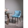 Gallery Collection Cezanne - Petrol Blue Velvet Fabric Chair with Black Legs (Pair)