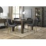 Gallery Collection Cezanne - Dark Grey Faux Leather Chairs with Matt Gold Plated Legs (Pair)