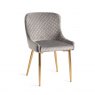 Gallery Collection Cezanne - Grey Velvet Fabric Chairs with Matt Gold Plated Legs (Pair)