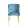 Gallery Collection Cezanne - Petrol Blue Velvet Fabric Chairs with Gold Legs (Pair)