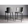 Gallery Collection Cezanne - Dark Grey Faux Leather Bar Stools with Black Legs (Pair)