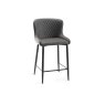 Gallery Collection Cezanne - Dark Grey Faux Leather Bar Stools with Black Legs (Pair)