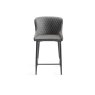Gallery Collection Cezanne - Dark Grey Faux Leather Bar Stools with Black Legs (Pair)