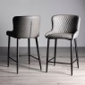 Gallery Collection Cezanne - Dark Grey Faux Leather Bar Stool with Black Legs (Pair)