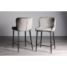 Gallery Collection Cezanne - Grey Velvet Fabric Bar Stools with Black Legs (Pair)