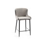 Gallery Collection Cezanne - Grey Velvet Fabric Bar Stools with Black Legs (Pair)
