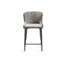 Gallery Collection Cezanne - Grey Velvet Fabric Bar Stools with Black Legs (Pair)