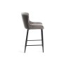 Gallery Collection Cezanne - Grey Velvet Fabric Bar Stools with Black Legs (Pair)