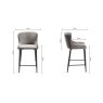 Gallery Collection Cezanne - Grey Velvet Fabric Bar Stools with Black Legs (Pair)