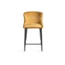 Gallery Collection Cezanne - Mustard Velvet Fabric Bar Stools with Black Legs (Pair)