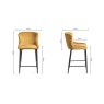 Gallery Collection Cezanne - Mustard Velvet Fabric Bar Stools with Black Legs (Pair)