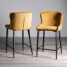 Gallery Collection Cezanne - Mustard Velvet Fabric Bar Stool with Black Legs (Pair)