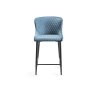 Gallery Collection Cezanne - Petrol Blue Velvet Fabric Bar Stools with Black Legs (Pair)