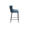 Gallery Collection Cezanne - Petrol Blue Velvet Fabric Bar Stools with Black Legs (Pair)