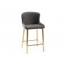 Gallery Collection Cezanne - Dark Grey Faux Leather Bar Stool with Gold Legs (Pair)
