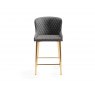 Gallery Collection Cezanne - Dark Grey Faux Leather Bar Stool with Gold Legs (Pair)