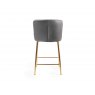 Gallery Collection Cezanne - Dark Grey Faux Leather Bar Stool with Gold Legs (Pair)