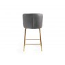 Gallery Collection Cezanne - Dark Grey Faux Leather Bar Stools with Gold Legs (Pair)