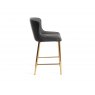 Gallery Collection Cezanne - Dark Grey Faux Leather Bar Stool with Gold Legs (Pair)