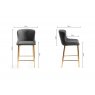Gallery Collection Cezanne - Dark Grey Faux Leather Bar Stool with Gold Legs (Pair)
