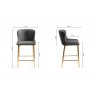 Gallery Collection Cezanne - Dark Grey Faux Leather Bar Stools with Gold Legs (Pair)