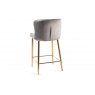 Gallery Collection Cezanne - Grey Velvet Fabric Bar Stools with Gold Legs (Pair)