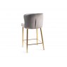Gallery Collection Cezanne - Grey Velvet Fabric Bar Stool with Gold Legs (Pair)
