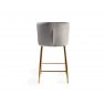 Gallery Collection Cezanne - Grey Velvet Fabric Bar Stool with Gold Legs (Pair)