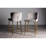 Gallery Collection Cezanne - Grey Velvet Fabric Bar Stool with Gold Legs (Pair)