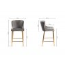 Gallery Collection Cezanne - Grey Velvet Fabric Bar Stools with Gold Legs (Pair)