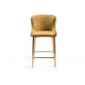 Gallery Collection Cezanne - Mustard Velvet Fabric Bar Stools with Matt Gold Plated Legs (Pair)