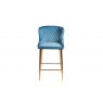 Gallery Collection Cezanne - Petrol Blue Velvet Fabric Bar Stools with Gold Legs (Pair)