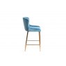 Gallery Collection Cezanne - Petrol Blue Velvet Fabric Bar Stools with Gold Legs (Pair)