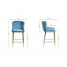 Gallery Collection Cezanne - Petrol Blue Velvet Fabric Bar Stools with Gold Legs (Pair)