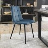 Gallery Collection Mondrian - Petrol Blue Velvet Fabric Chairs with Black Legs (Pair)