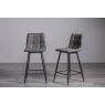 Gallery Collection Mondrian - Dark Grey Faux Leather Bar Stools with Black Legs (Pair)