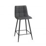 Gallery Collection Mondrian - Dark Grey Faux Leather Bar Stools with Black Legs (Pair)