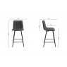 Gallery Collection Mondrian - Dark Grey Faux Leather Bar Stools with Sand Black Powder Coated Legs (Pair)