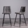 Gallery Collection Mondrian - Dark Grey Faux Leather Bar Stool with Black Legs (Pair)