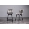 Gallery Collection Mondrian - Grey Velvet Fabric Bar Stools with Black Legs (Pair)