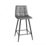 Gallery Collection Mondrian - Grey Velvet Fabric Bar Stools with Black Legs (Pair)