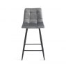 Gallery Collection Mondrian - Grey Velvet Fabric Bar Stools with Sand Black Powder Coated Legs (Pair)
