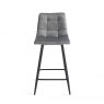 Gallery Collection Mondrian - Grey Velvet Fabric Bar Stools with Black Legs (Pair)