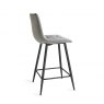 Gallery Collection Mondrian - Grey Velvet Fabric Bar Stools with Black Legs (Pair)