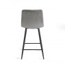 Gallery Collection Mondrian - Grey Velvet Fabric Bar Stools with Black Legs (Pair)