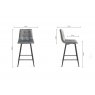 Gallery Collection Mondrian - Grey Velvet Fabric Bar Stools with Black Legs (Pair)