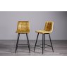 Gallery Collection Mondrian - Mustard Velvet Fabric Bar Stools with Black Legs (Pair)