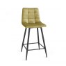 Gallery Collection Mondrian - Mustard Velvet Fabric Bar Stools with Black Legs (Pair)