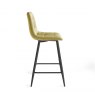 Gallery Collection Mondrian - Mustard Velvet Fabric Bar Stools with Sand Black Powder Coated Legs (Pair)